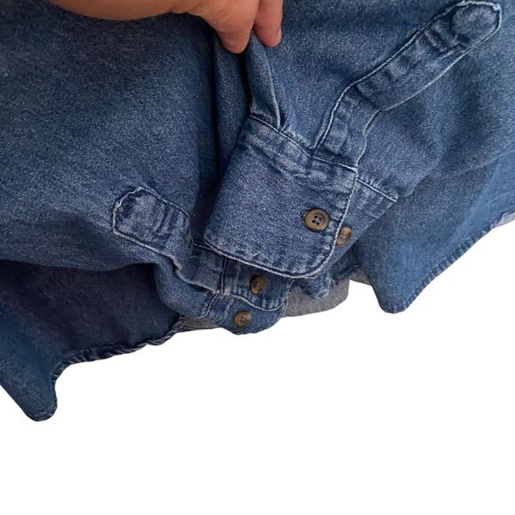 Vintage Open Trails Blue Denim Button-Up Shirt 100% Cotton in Men's Size XL - Picture 6 of 6